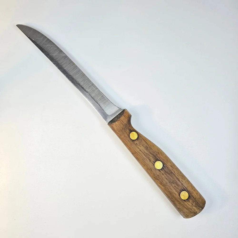 Vintage Chicago Cutlery 61S Knife Vintage Walnut Handle Brass Rivets USA L2